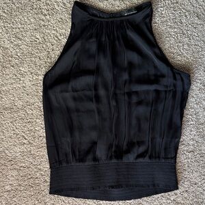 White House Black Market Black Satin High Neck Camisole